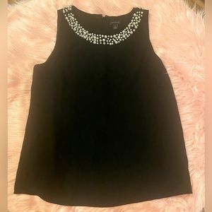 Womens black pearl beaded top